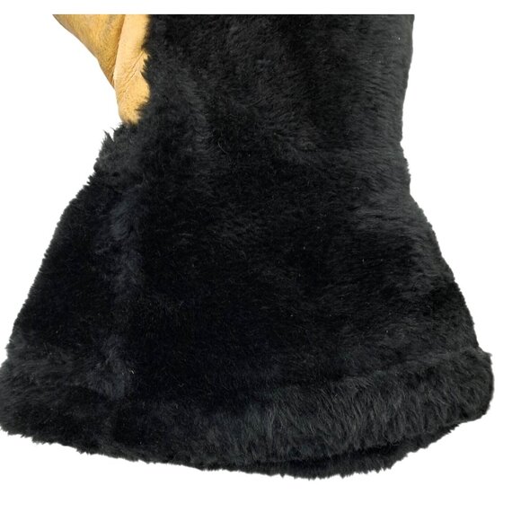 Vintage Leather Mittens With Black Shearling ? For Cold Weather Unisex Mens Wome - Picture 7 of 13